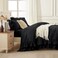 Andency Black Ruffle Comforter Set King, 3 Pieces Solid Bedding