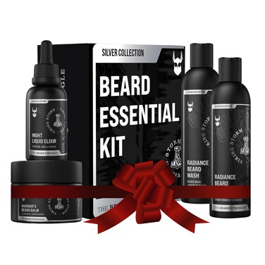 The Beard Struggle Beard Growth Kit for Men Includes Beard Balm, Beard Oil, Beard Wash, & Beard Conditioner - Silver Collection - Viking Storm