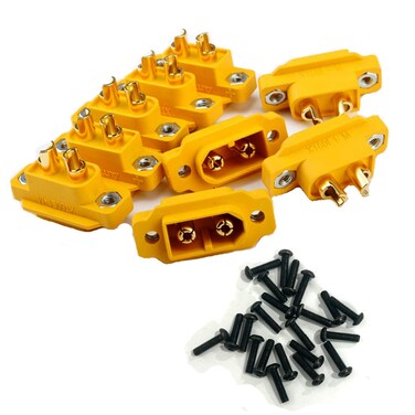 SoloGood Amass 10 Pcs Xt60E-M Mountable XT60 Male Plug Connector with Screws for Rc Models Multicopter