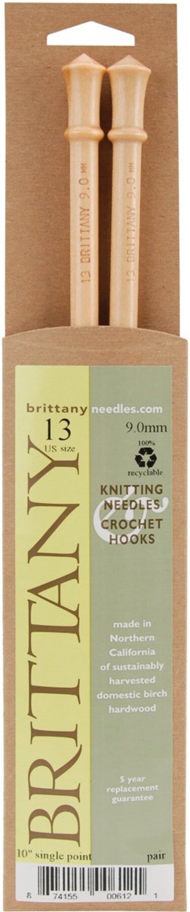 Brittany SP1013 Single Pt. Knitting Needles 10" -Size 13/9mm