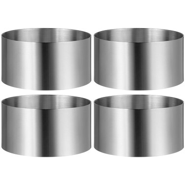 Yardwe Round Stainless Steel Cake Ring Mold Mousse Cake Mold 4 Pcs
