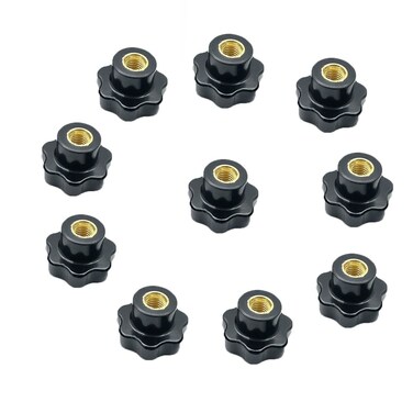 Gdqlcnxb M6 Star Knob Clamping Handle Nut Through Hole Set Black Plastic Screw Knurled Clamping Nut Knob10 Pcs
