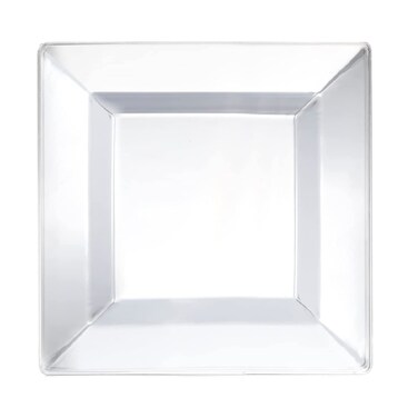Party Essentials 40-Count Hard Plastic 9.5" Classic Square Lunch/Dinner Plates, Clear