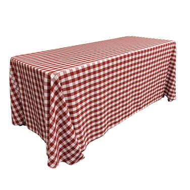 LA Linen Tccheck90X132-Redk98 Polyester Gingham Checkered Rectangular Tablecloth, White & Red - 90 X 132 In.