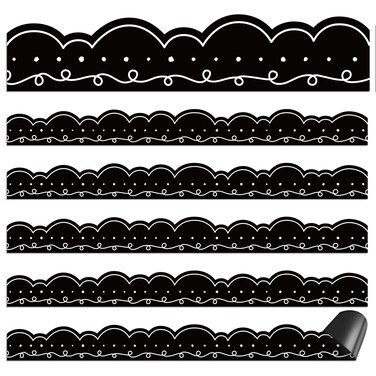 Qeeenar 24 Pcs Magnetic Borders for Classroom Whiteboard Black