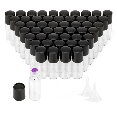 Jiuwu 50 Pack 3ML Clear Small Glass Roller Bottles, Refillable, Leak-Proof