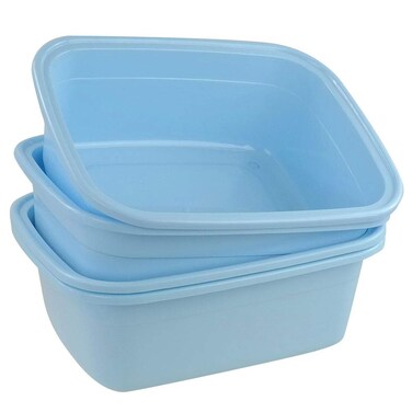 Nicesh 4-Pack Plastic Dishpan, 12 Quart Kitchen Wash Bin, Blue