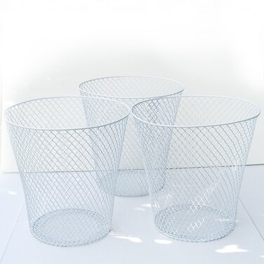 Essentials Wire Mesh Waste Basket (3, White)