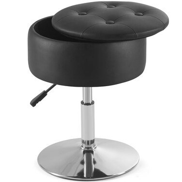 Gitrah Black Vanity Stool Chair with Storage Swivel Adjustable Makeup Stool