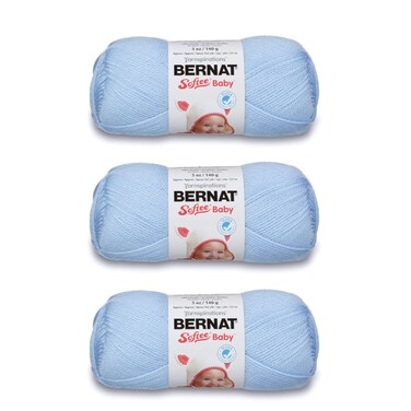 Bernat Softee Baby Yarn for Crocheting Soft, Pale Blue, 3-Pack