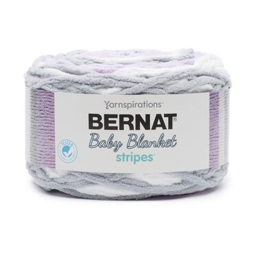 Bernat Baby Blanket Stripes, 10.5 Oz, 100% Polyester, Violets