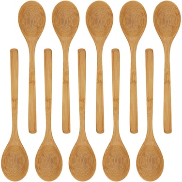 BambooMN 8" Reusable Bamboo Dinner Spoon - 10 Units