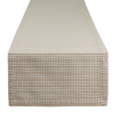Dii Farmhouse Gingham, Checked Tabletop Collection, Table Runner, 14X108, Stone