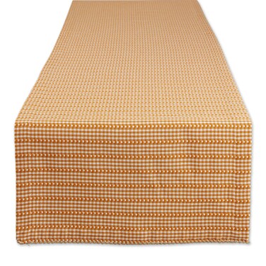 Dii Farmhouse Gingham, Checked Tabletop Collection, Table Runner, 14X72, Pumpkin Spice