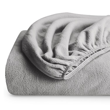 Bare Home Super Soft Fleece Fitted Sheet (Queen, Light Grey)