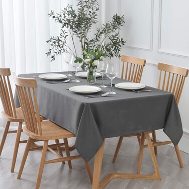 Maxmill Textured Rectangular Tablecloth Water Resistance Antiwrinkle Spillproof Soft Jacquard Table Cloth for Dining Room, Buffet Banquet Parties and Holiday Dinners, 60 X 104 Inch, Charcoal