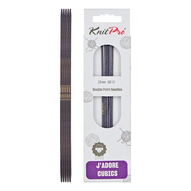 KnitPro J Adore Cubics Double Pointed Needles 6" (15CM) Us Size 1.5 (2.5mm)