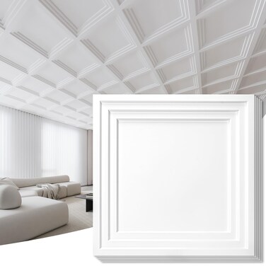 Art3d 12-Pack Modern Drop Ceiling Tiles for Suspended Grid, 2 X 2 Ft, White