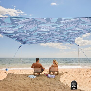 Wekapo Beach Tent Sun Shelter - Easy Setup Beach Canopy with 4 Sturdy Poles