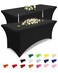 Smiry 2 Pack Spandex Table Cloth 6FT, Elastic Fitted Black Tablecloth