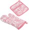 Dii Quilted Kitchen Oven Mitt &amp; Potholder Set, Hanging Loop for Convenient Storage, Om 6.5x12/PH 8X8.5, Pink Damask Print, 2 Piece