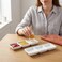 Cabilock 2PCS Ceramic Divided Sauce Dish, 3-Grid Rectangle Condiment Serving Tray, 6 Inch Appetizer Serving Platters for Home Kitchen Restaurant, White