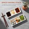 Cabilock 2PCS Ceramic Divided Sauce Dish, 3-Grid Rectangle Condiment Serving Tray, 6 Inch Appetizer Serving Platters for Home Kitchen Restaurant, White