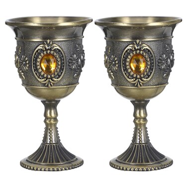 Kichvoe Wine Goblet Set Chic Pattern Design Golden 2 X Goblet