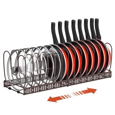 Housolution Pot and Pan Lid Organizer Holder Storage Rack, Bronze