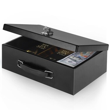 Xydled Fireproof Document Box with Key Lock, Fire Safe Box, Black