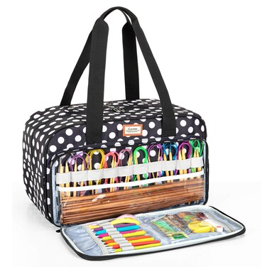 Curmio Yarn Storage Bag for Crochet Hooks, Knitting Project, Dots