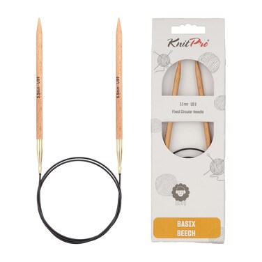 KnitPro Basix Beech Fixed Circular Needles 16" (40CM) Us Size 9 (5.5mm)