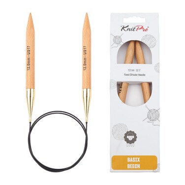 KnitPro Basix Beech Fixed Circular Needles 32" (80CM) Us Size 17 (12MM)