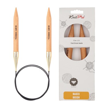 KnitPro Basix Beech Fixed Circular Needles 60" (150CM) Us Size 19 (15MM)