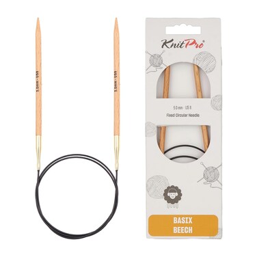 KnitPro Basix Beech Fixed Circular Needles 60" (150CM) Us Size 8 (5MM)