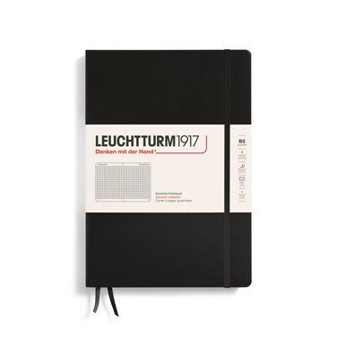 Leuchtturm1917 Notebook Hardcover Composition B5-219 Numbered Pages for Writing and Journaling (Black, Squared)