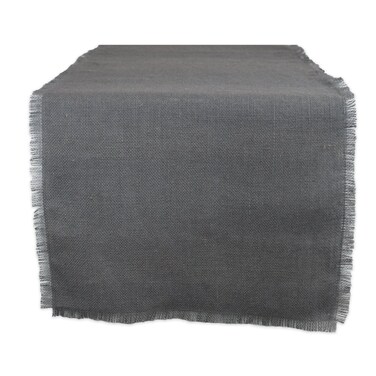 Dii Jute Burlap Collection Kitchen Tabletop, Table Runner, 15X48, Solid Gray