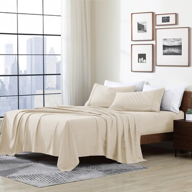 Cathay Home Full Sheet Set, Ultra- Soft Microfiber Bed Sheets, Cream