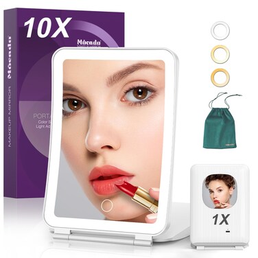 Mocado 10X/1x Magnifying Mirror with Light, Travel Makeup Mirror with Light