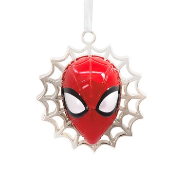 Hallmark Marvel Spider-Man Face on Web Christmas Ornament, Metal