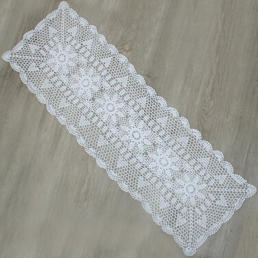 Kilofly Handmade Crochet Lace Rectangular Table Runner 15 X 71 Inch, White