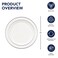 Party Essentials Divine Plastic Dinnerware Disposable Plates for Party, Real China Look, White Silver Rim, 10" 12-Count