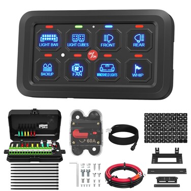 Daiertek 8 Gang Switch Panel RGB LED Lighted Multi-Function Switch Pod Toggle Momentary Pulsed Touch Control Switch Panel Dimmable for Car Atv Utv Boat Marine