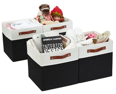 Decomomo Fabric Cube Storage Bins, Storage Baskets for Shelves 4 Pack