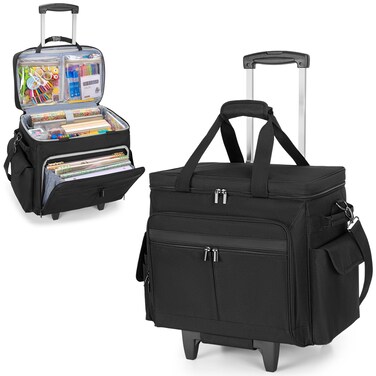 Trunab Rolling Scrapbook Tote with File Pocket & Trolley, Craft Organizer