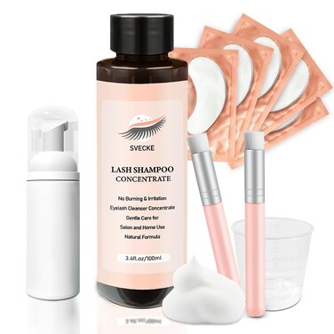 Svecke Lash Shampoo Concentrate, 100 Ml Eyelash Cleanser with Brush