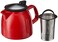 Forlife Bell Ceramic Teapot with Basket Infuser, 26-Ounce/770ml, Red