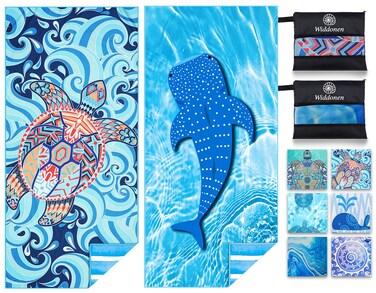 Widdonen Microfiber Beach Towel, Compact 2 Pack-71X32 Inch with Bag Travel