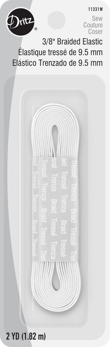 Dritz Braided Elastic, 3/8-Inch X 2-Yards, White