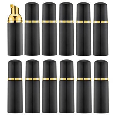 Lil Ray 12PCS 2OZ Refillable Empty Foaming Pump Bottle for Hand Soap(Black)
